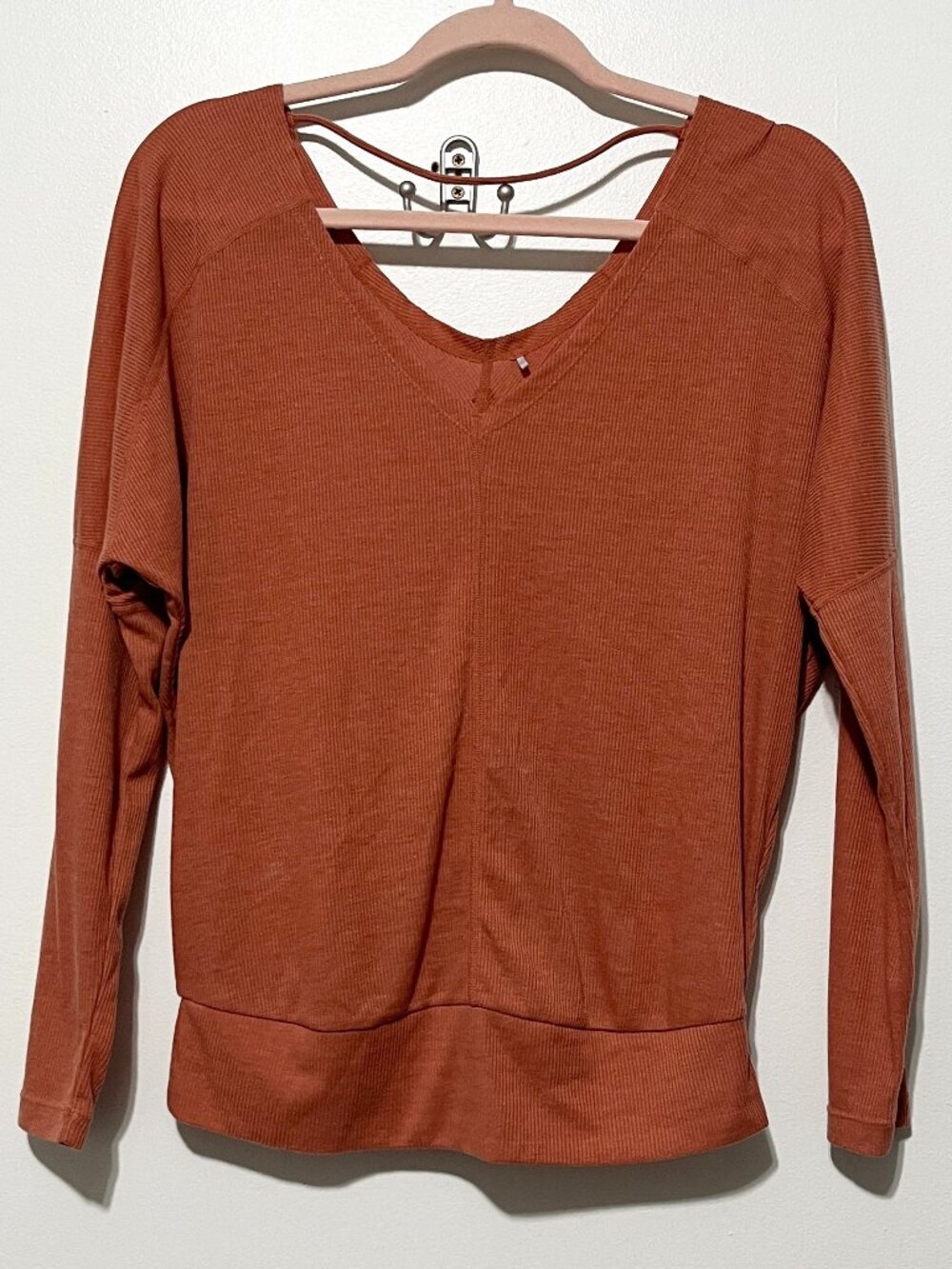 Prana Womens Orona Top L Ribbed Lightweight Slouchy Yoga Active Pilates Lounge